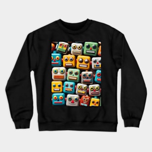 Robot Head Pattern Crewneck Sweatshirt